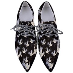 Crane Pattern Pointed Oxford Shoes