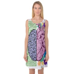 Brain Heart Balance Emotion Sleeveless Satin Nightdress