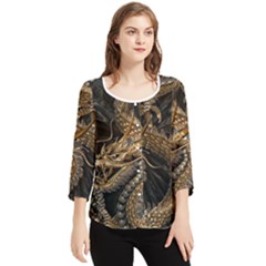 Fantasy Dragon Pentagram Chiffon Quarter Sleeve Blouse by Maspions