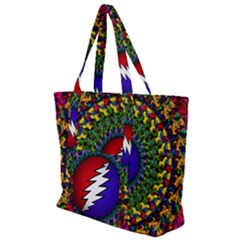 Grateful Dead Bear Pattern Zip Up Canvas Bag