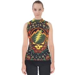 Grateful Dead Steal Your Face Deadhead Hippie Logo Music Mock Neck Shell Top by Perong