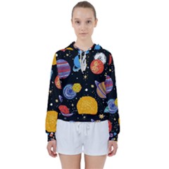 Space Galaxy Art Cute Art Women s Tie Up Sweat