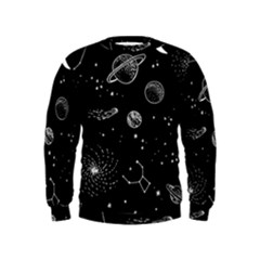 Black Space Drawing Art Planet Drawing Stars Black Space Galaxy Outer Space Kids  Sweatshirt by Perong