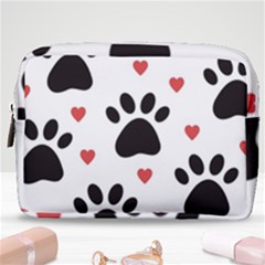 Dog Paw Vector Seamless Pattern With Hearts Make Up Pouch (medium) by Perong