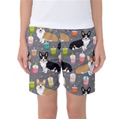 Corgi Boba Tea Bubble Tea Kawaii Food Welsh Corgis Dog Women s Basketball Shorts by Perong