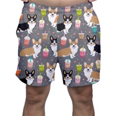 Corgi Boba Tea Bubble Tea Kawaii Food Welsh Corgis Dog Men s Shorts by Perong