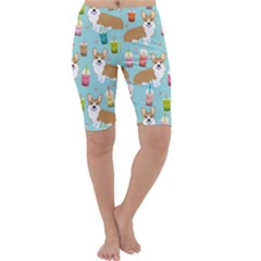 Corgi Boba Tea Bubble Tea Kawaii Food Welsh Corgis Dog Pattern Cropped Leggings  by Perong