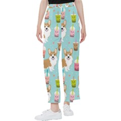 Corgi Boba Tea Bubble Tea Kawaii Food Welsh Corgis Dog Pattern Women s Pants  by Perong