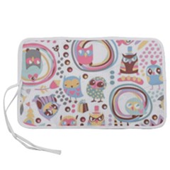 Cute Owl Bird Animal Pattern Pen Storage Case (l)