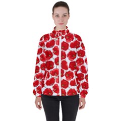 Flower Poppies Plant Petal Women s High Neck Windbreaker by Perong