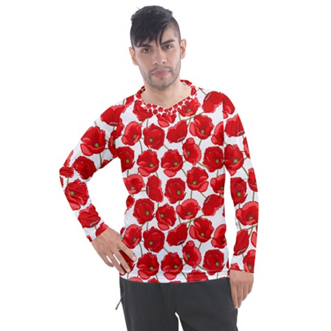 Flower Poppies Plant Petal Men s Pique Long Sleeve T-shirt by Perong