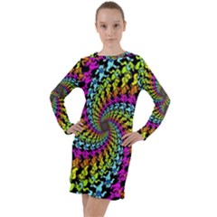 3d Grateful Dead 90 s Neon Dancing Bears Long Sleeve Hoodie Dress by Perong