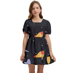 Cosmos Rocket Spaceship Ufo Kids  Short Sleeve Dolly Dress by Salmanaz77