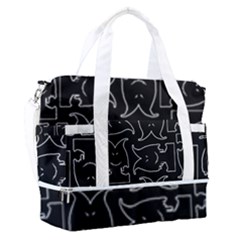 Enigmatic Demon Black And White Pattern Sports Shoulder Bag With Shoes Compartment by dflcprintsclothing