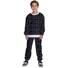 Enigmatic Demon Black And White Pattern Kids  Sweatshirt Set by dflcprintsclothing