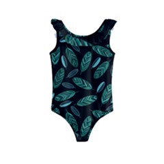 Leaves Pattern Abstract Blade Kids  Frill Swimsuit by Salmanaz77