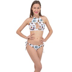 Summer Pineapple Fruit Tropical Cross Front Halter Bikini Set by Grandong