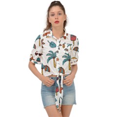 Summer Pineapple Fruit Tropical Tie Front Shirt  by Grandong