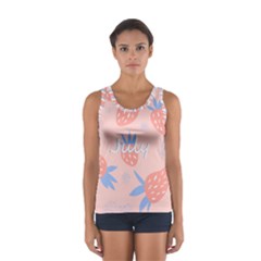 July Summer Strawberry Pink Berry Sport Tank Top  by Grandong