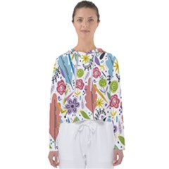 Summer Flowers Spring Background Women s Slouchy Sweat