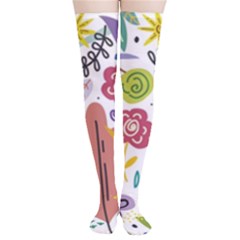 Summer Flowers Spring Background Thigh High Stockings by Grandong