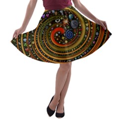 Swirl Vortex Emoji Cyclone Motion Art A-line Skater Skirt by Paksenen