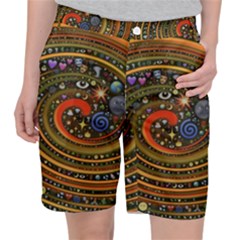 Swirl Vortex Emoji Cyclone Motion Art Women s Pocket Shorts by Paksenen