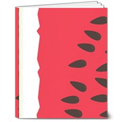 Watermelon Black Green Melon Red 8  X 10  Softcover Notebook by Cemarart