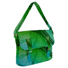 3d Leaves Texture Sheet Blue Green Buckle Messenger Bag