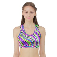 Neon Trippy Swirls Twirls Design Sports Bra With Border by Salmanaz77