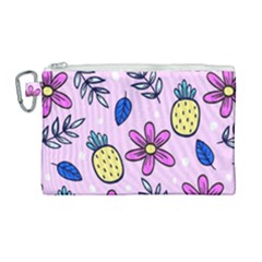 Flowers Petals Pineapples Fruit Canvas Cosmetic Bag (large)