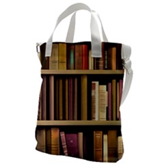 Books Bookshelves Office Fantasy Background Artwork Book Cover Apothecary Book Nook Literature Libra Canvas Messenger Bag by Posterlux