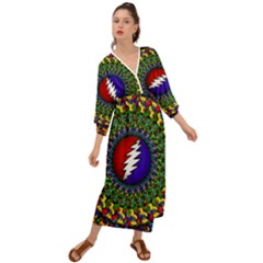 Grateful Dead Bear Pattern Grecian Style  Maxi Dress