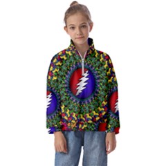 Grateful Dead Bear Pattern Kids  Half Zip Hoodie