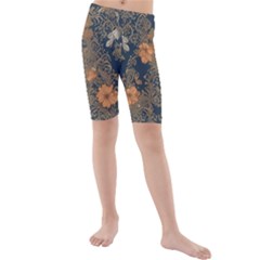 Seamless Pattern Patterns Leaves Vintage Kids  Mid Length Swim Shorts