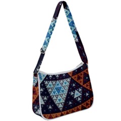 Fractal Triangle Geometric Abstract Pattern Zip Up Shoulder Bag by Cemarart