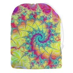 Fractal Spiral Abstract Background Vortex Yellow Drawstring Pouch (3xl) by Ket1n9