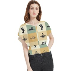 Egyptian Flat Style Icons Butterfly Chiffon Blouse