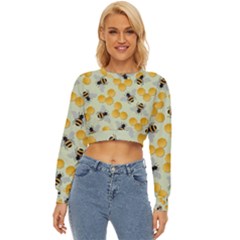 Bees Pattern Honey Bee Bug Honeycomb Honey Beehive Lightweight Long Sleeve Sweatshirt by Bedest