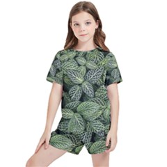 Leaves Foliage Botany Plant Kids  T-shirt And Sports Shorts Set