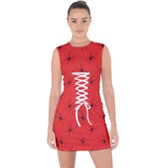 Spiders Pattern Seamless Arachnids Lace Up Front Bodycon Dress