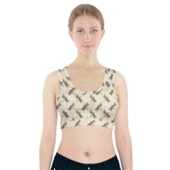 Dragonfy Insect Pattern Sports Bra With Pocket