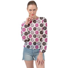 Pattern Seamless Design Decorative Banded Bottom Chiffon Top