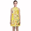 Marillo Pastel Zkt, Aesthetic, Stickers, Yellow Velvet Halter Neckline Dress  View1