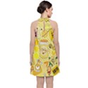 Marillo Pastel Zkt, Aesthetic, Stickers, Yellow Velvet Halter Neckline Dress  View2