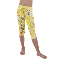 Marillo Pastel Zkt, Aesthetic, Stickers, Yellow Kids  Lightweight Velour Capri Leggings 