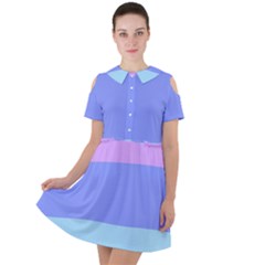 Pastel Colour, Blue, Lilac, Orange, Pastel, Pink, Romance Short Sleeve Shoulder Cut Out Dress 