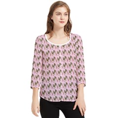 Fern Pattern 2 Pink Chiffon Quarter Sleeve Blouse by snowwhitegirl