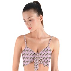 Fern Pattern 2 Pink Woven Tie Front Bralet