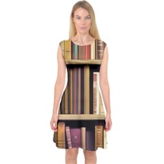 Books Bookshelves Office Fantasy Background Artwork Book Cover Apothecary Book Nook Literature Libra Capsleeve Midi Dress by Posterlux